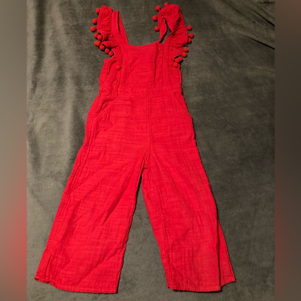 Red Romper with Pockets Girls 6x
